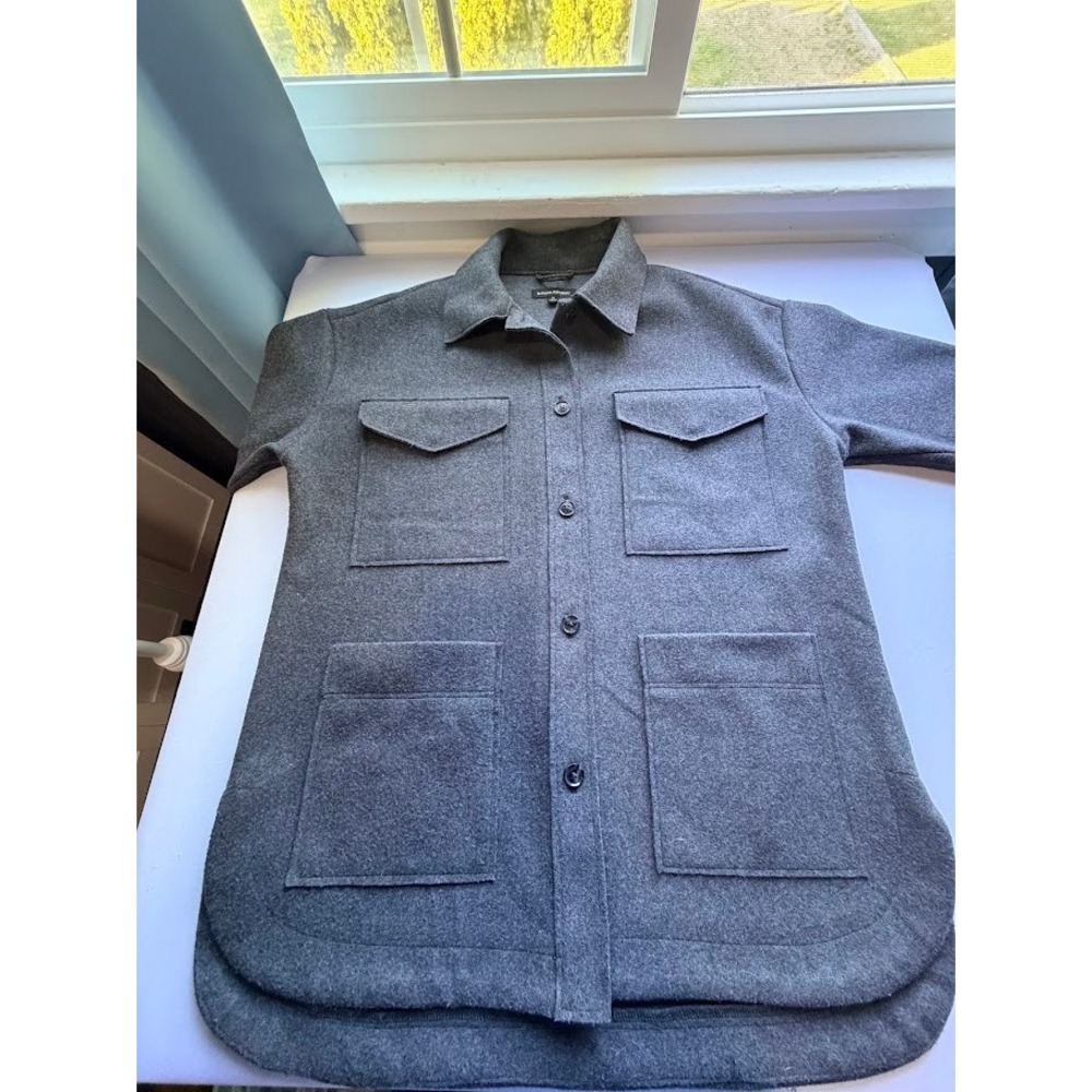 Banana Republic Mens Grey Fleece Shirt Jacket Shacket Size M Pockets Utility